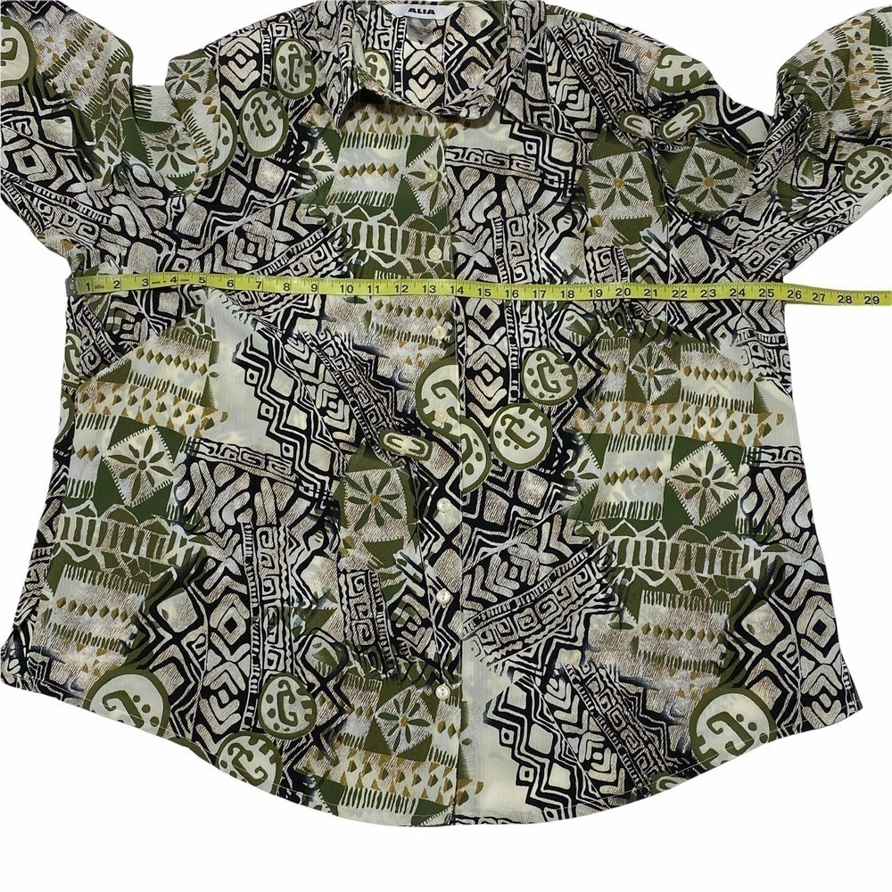 Alia Multicolored Boho Aztec Print Long Sleeve Bu… - image 7